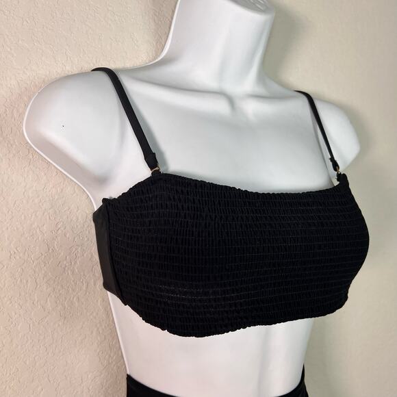 Hollister Swim Black Ruched Bandeau Bikini Top Small - Picture 6 of 11
